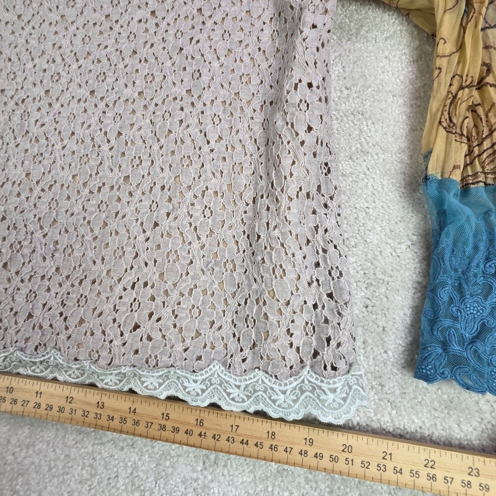 Sundance‎ Lace Top Women's Size S/M Bell Sleeve Semi Sheer Boho Floral Print - Picture 9 of 9